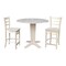 International Concepts 42 in Round Drop Leaf Counter Height Dining Table with 2 Stools in Unfinished - 3 Piece Set K-42DPT-23B-S6172-2 - alternate 1